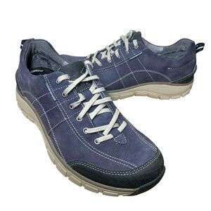 Clarks WaveWalk Waterproof Shoes Suede Sz 9 Blue Gray Lace Up Comfort Walking
